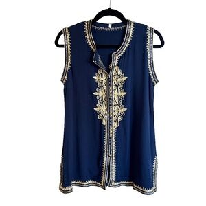 NWT Ana Zaina Navy & Cream Tunic